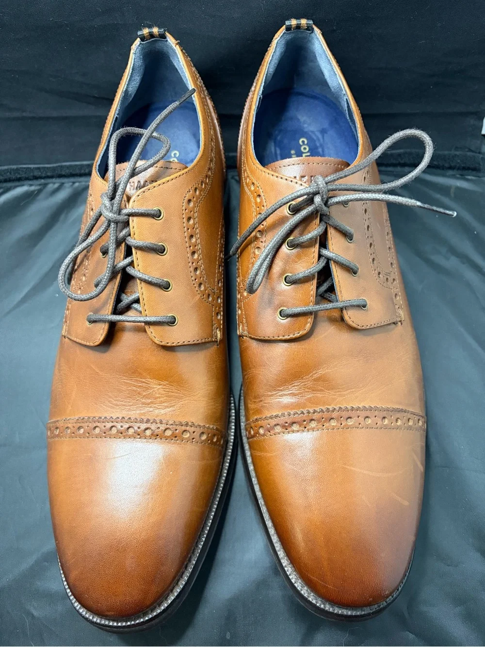 Cole Haan Men's Jefferson Grand Cap Toe Tan Leather Oxford Dress Shoes Size 10M